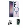 MARSİLYAN™- Galaxy S23 Ultra Kılıf Nova Işık Özel Seri - Şeffaf 360 Full Body Arka Koruyucu + PVD Metal Kamera Lens - SH
