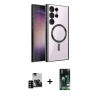 MARSİLYAN™- Galaxy S23 Ultra Kılıf Nova Işık Özel Seri - Şeffaf 360 Full Body Arka Koruyucu + PVD Metal Kamera Lens - SH