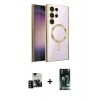 MARSİLYAN™- Galaxy S23 Ultra Kılıf Nova Işık Özel Seri - Şeffaf 360 Full Body Arka Koruyucu + PVD Metal Kamera Lens - SH