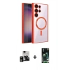MARSİLYAN™- Galaxy S23 Ultra Kılıf Nova Işık Özel Seri - Şeffaf 360 Full Body Arka Koruyucu + PVD Metal Kamera Lens - SH