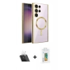 MARSİLYAN™- Galaxy S23 Ultra Kılıf Nova Işık Özel Seri - Şeffaf Polymer Nano Ekran Koruyucu + Kamera Lens Koruma Cam - SF