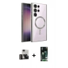 MARSİLYAN™- Galaxy S23 Ultra Kılıf Nova Işık Özel Seri - Siyah 360 Mat Full Body Arka Koruyucu + PVD Metal Kamera Lens - GD