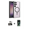 MARSİLYAN™- Galaxy S23 Ultra Kılıf Nova Işık Özel Seri - Siyah 360 Mat Full Body Arka Koruyucu + PVD Metal Kamera Lens - GD