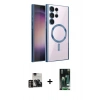 MARSİLYAN™- Galaxy S23 Ultra Kılıf Nova Işık Özel Seri - Siyah 360 Mat Full Body Arka Koruyucu + PVD Metal Kamera Lens - GD