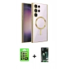 MARSİLYAN™- Galaxy S23 Ultra Kılıf Nova Işık Özel Seri - Siyah 360 Mat Full Body Arka Koruyucu + Raze Metal Kamera Lens - LA