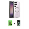 MARSİLYAN™- Galaxy S23 Ultra Kılıf Nova Işık Özel Seri - Siyah 360 Mat Full Body Arka Koruyucu + Raze Metal Kamera Lens - SH