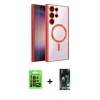 MARSİLYAN™- Galaxy S23 Ultra Kılıf Nova Işık Özel Seri - Siyah 360 Mat Full Body Arka Koruyucu + Raze Metal Kamera Lens - SH