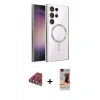 MARSİLYAN™- Galaxy S23 Ultra Kılıf Nova Işık Özel Seri - Siyah AutoKit 5in1 Fiber Hayalet Cam Ekran Koruyucu + Valdez Metal Kamera Lens - KI