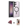 MARSİLYAN™- Galaxy S23 Ultra Kılıf Nova Işık Özel Seri - Siyah AutoKit 5in1 Fiber Hayalet Cam Ekran Koruyucu + Valdez Metal Kamera Lens - KI