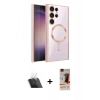 MARSİLYAN™- Galaxy S23 Ultra Kılıf Nova Işık Özel Seri - Siyah AutoKit 5in1 Fiber Hayalet Cam Ekran Koruyucu + Kamera Lens Koruma Cam - SF