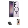 MARSİLYAN™- Galaxy S23 Ultra Kılıf Nova Işık Özel Seri - Siyah AutoKit 5in1 Fiber Hayalet Cam Ekran Koruyucu + Kamera Lens Koruma Cam - SF