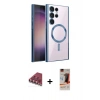 MARSİLYAN™- Galaxy S23 Ultra Kılıf Nova Işık Özel Seri - Siyah AutoKit 5in1 Fiber Hayalet Cam Ekran Koruyucu + Valdez Metal Kamera Lens - KI