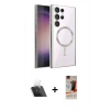 MARSİLYAN™- Galaxy S23 Ultra Kılıf Nova Işık Özel Seri - Siyah AutoKit 5in1 Fiber Hayalet Cam Ekran Koruyucu + Kamera Lens Koruma Cam - SF