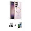 MARSİLYAN™- Galaxy S23 Ultra Kılıf Nova Işık Özel Seri - Siyah Durable Full Glue Curved Cam + PVD Metal Kamera Lens - GD