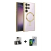 MARSİLYAN™- Galaxy S23 Ultra Kılıf Nova Işık Özel Seri - Siyah Durable Full Glue Curved Cam + PVD Metal Kamera Lens - GD