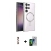 MARSİLYAN™- Galaxy S23 Ultra Kılıf Nova Işık Özel Seri - Siyah Durable Full Glue Curved Cam + Metal Kamera Lens - KI