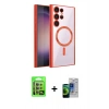 MARSİLYAN™- Galaxy S23 Ultra Kılıf Nova Işık Özel Seri - Siyah Durable Full Glue Curved Cam + Raze Metal Kamera Lens - LA
