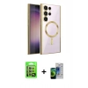 MARSİLYAN™- Galaxy S23 Ultra Kılıf Nova Işık Özel Seri - Siyah Durable Full Glue Curved Cam + Raze Metal Kamera Lens - LA