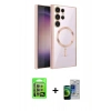 MARSİLYAN™- Galaxy S23 Ultra Kılıf Nova Işık Özel Seri - Siyah Durable Full Glue Curved Cam + Raze Metal Kamera Lens - LA