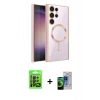 MARSİLYAN™- Galaxy S23 Ultra Kılıf Nova Işık Özel Seri - Siyah Durable Full Glue Curved Cam + Raze Metal Kamera Lens - SH