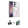 MARSİLYAN™- Galaxy S23 Ultra Kılıf Nova Işık Özel Seri - Siyah Durable Full Glue Curved Cam + PVD Metal Kamera Lens - SH