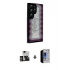 MARSİLYAN™- Galaxy S23 Ultra Kılıf Odak Klasik Serisi - Siyah Durable Full Glue Curved Hayalet Cam + PVD Metal Kamera Lens - GD