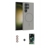 MARSİLYAN™- Galaxy S23 Ultra Kılıf Siluet Doku Özel Seri - Şeffaf 360 Full Body Arka Koruyucu + Metal Kamera Lens - KI