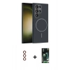 MARSİLYAN™- Galaxy S23 Ultra Kılıf Siluet Doku Özel Seri - Şeffaf 360 Full Body Arka Koruyucu + Metal Kamera Lens - KI