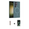 MARSİLYAN™- Galaxy S23 Ultra Kılıf Siluet Doku Özel Seri - Şeffaf 360 Full Body Arka Koruyucu + Metal Kamera Lens - KI