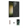 MARSİLYAN™- Galaxy S23 Ultra Kılıf Siluet Doku Özel Seri - Şeffaf 360 Full Body Arka Koruyucu + Metal Kamera Lens - KI