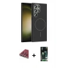 MARSİLYAN™- Galaxy S23 Ultra Kılıf Siluet Doku Özel Seri - Şeffaf 360 Full Body Arka Koruyucu + Valdez Metal Kamera Lens - KI