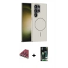 MARSİLYAN™- Galaxy S23 Ultra Kılıf Siluet Doku Özel Seri - Şeffaf 360 Full Body Arka Koruyucu + Valdez Metal Kamera Lens - KI