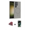 MARSİLYAN™- Galaxy S23 Ultra Kılıf Siluet Doku Özel Seri - Şeffaf 360 Full Body Arka Koruyucu + Valdez Metal Kamera Lens - KI