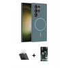 MARSİLYAN™- Galaxy S23 Ultra Kılıf Siluet Doku Özel Seri - Şeffaf 360 Full Body Arka Koruyucu + Şeffaf Kamera Lens Koruma Cam