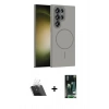 MARSİLYAN™- Galaxy S23 Ultra Kılıf Siluet Doku Özel Seri - Şeffaf 360 Full Body Arka Koruyucu + Şeffaf Kamera Lens Koruma Cam