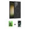 MARSİLYAN™- Galaxy S23 Ultra Kılıf Siluet Doku Özel Seri - Şeffaf 360 Full Body Arka Koruyucu + Raze Metal Kamera Lens - SH
