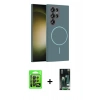 MARSİLYAN™- Galaxy S23 Ultra Kılıf Siluet Doku Özel Seri - Şeffaf 360 Full Body Arka Koruyucu + Raze Metal Kamera Lens - SH