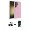 MARSİLYAN™- Galaxy S23 Ultra Kılıf Siluet Doku Özel Seri - Siyah 360 Mat Full Body Arka Koruyucu + PVD Metal Kamera Lens - GD