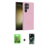 MARSİLYAN™- Galaxy S23 Ultra Kılıf Siluet Doku Özel Seri - Siyah 360 Mat Full Body Arka Koruyucu + Raze Metal Kamera Lens - LA