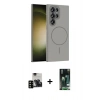 MARSİLYAN™- Galaxy S23 Ultra Kılıf Siluet Doku Özel Seri - Siyah 360 Mat Full Body Arka Koruyucu + PVD Metal Kamera Lens - SH