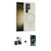 MARSİLYAN™- Galaxy S23 Ultra Kılıf Siluet Doku Özel Seri - Siyah 360 Mat Full Body Arka Koruyucu + PVD Metal Kamera Lens - SH