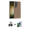 MARSİLYAN™- Galaxy S23 Ultra Kılıf Siluet Doku Özel Seri - Siyah Durable Full Glue Curved Cam + PVD Metal Kamera Lens - GD