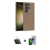 MARSİLYAN™- Galaxy S23 Ultra Kılıf Siluet Doku Özel Seri - Siyah Durable Full Glue Curved Cam + Şeffaf Kamera Lens Koruma Cam