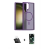 MARSİLYAN™- Galaxy S23 Ultra Kılıf Siluet Minimal Prime - Şeffaf 360 Full Body Arka Koruyucu + Kamera Lens Koruma Cam - SF