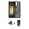 MARSİLYAN™- Galaxy S23 Ultra Kılıf Siluet Minimal Prime - Şeffaf 360 Full Body Arka Koruyucu + Valdez Metal Kamera Lens - KI