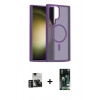 MARSİLYAN™- Galaxy S23 Ultra Kılıf Siluet Minimal Prime - Siyah 360 Mat Full Body Arka Koruyucu + PVD Metal Kamera Lens - GD