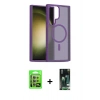 MARSİLYAN™- Galaxy S23 Ultra Kılıf Siluet Minimal Prime - Siyah 360 Mat Full Body Arka Koruyucu + Raze Metal Kamera Lens - LA