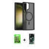 MARSİLYAN™- Galaxy S23 Ultra Kılıf Siluet Minimal Prime - Siyah 360 Mat Full Body Arka Koruyucu + Raze Metal Kamera Lens - LA