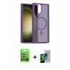 MARSİLYAN™- Galaxy S23 Ultra Kılıf Siluet Minimal Prime - Siyah Durable Full Glue Curved Cam + Gümüş Raze Metal Kamera Lens