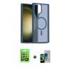 MARSİLYAN™- Galaxy S23 Ultra Kılıf Siluet Minimal Prime - Siyah Durable Full Glue Curved Cam + Gümüş Raze Metal Kamera Lens